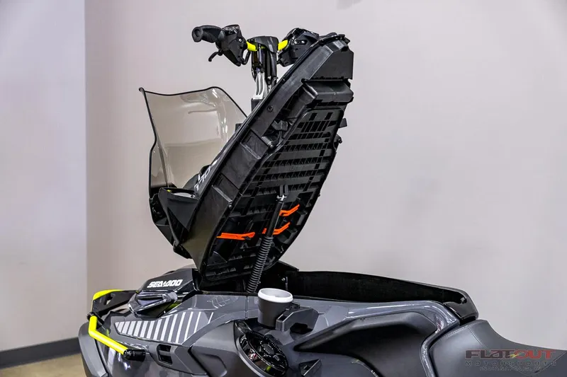 Slide: The Image of 2024 Sea-Doo EXPLORER PRO 170 TECH PACKAGE with open storage compartment. - 21