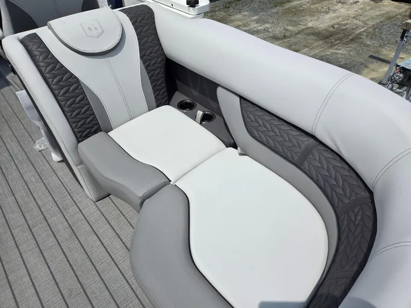 Slide: The Image of Luxurious seating on the 2025 Godfrey Monaco 235 SB pontoon boat. - 28