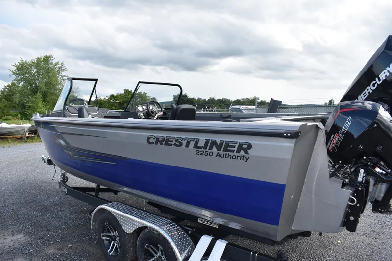 Slide: The Image of 2023 Crestliner 2250 Authority fishing boat on a trailer. - 4