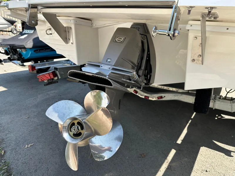 Slide: The Image of 2024 Cobalt CS22 boat stern with propeller and outdrive. - 4