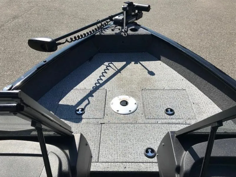 Slide: The Image of 2024 Tracker Pro Guide™ V-16 WT boat deck with trolling motor. - 4