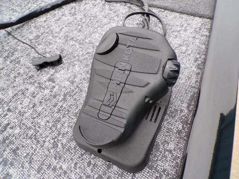 Slide: The Image of Foot pedal control on 2025 Tracker Pro 170 boat deck. - 22