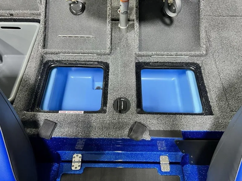 Slide: The Image of 2025 Nitro Z19 Pro boat interior with storage compartments and seating area. - 7