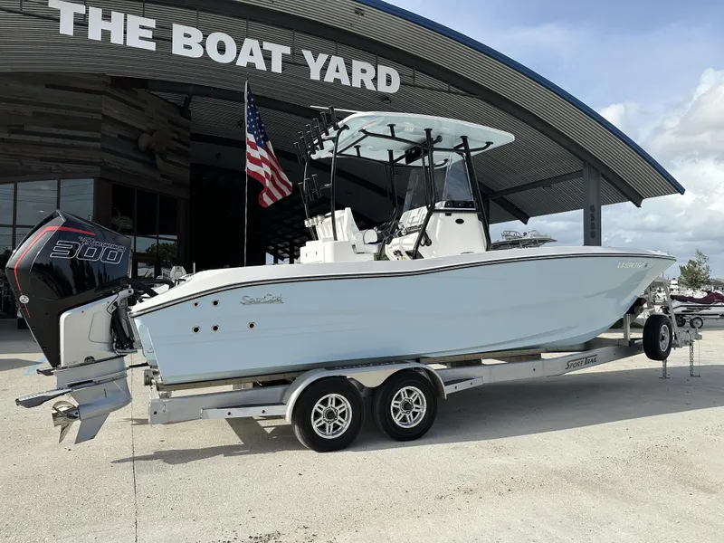 Slide: The Image of 2023 Sea Cat 262 boat on trailer at The Boat Yard. - 1