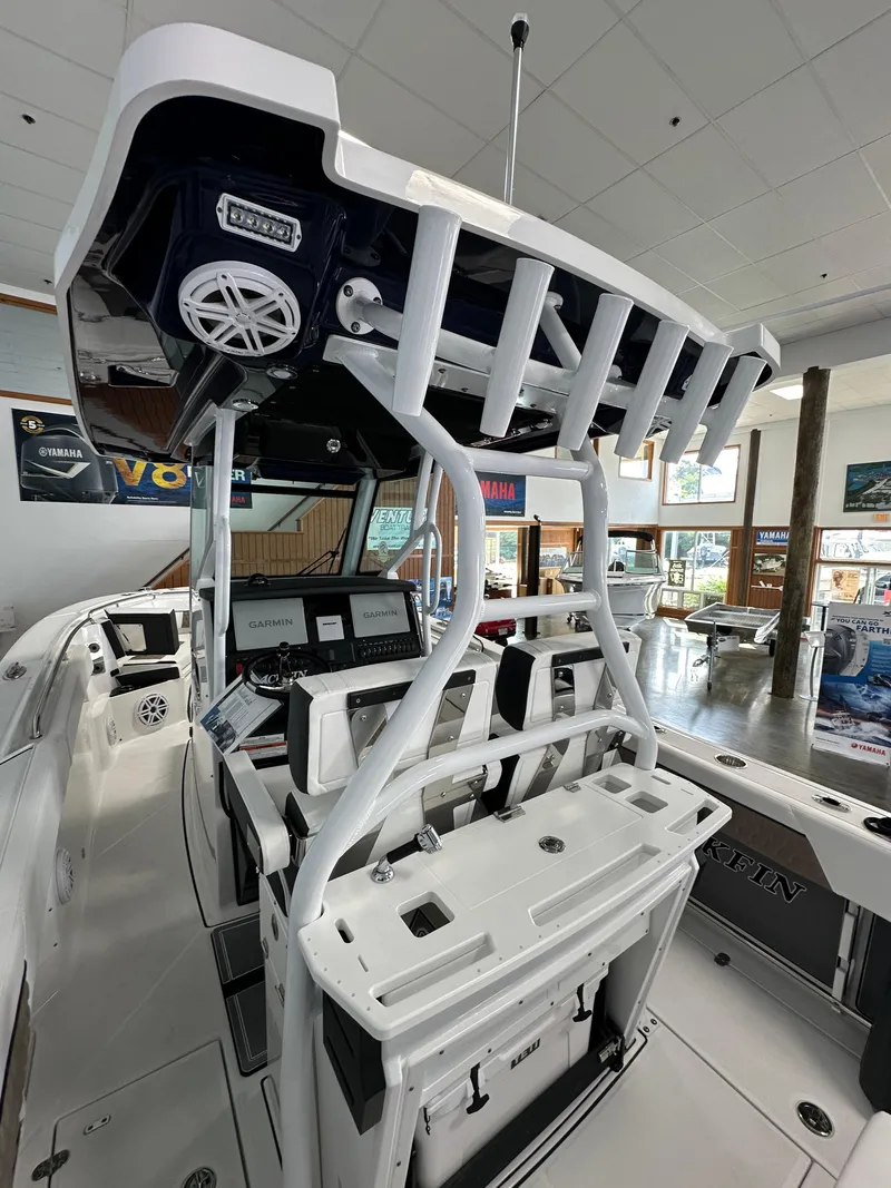 Slide: The Image of 2023 Blackfin 272 CC center console boat interior with advanced navigation system. - 14
