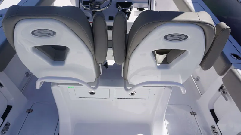 Slide: The Image of 2025 Sportsman 261 Heritage boat seats, featuring sleek design and modern upholstery. - 26