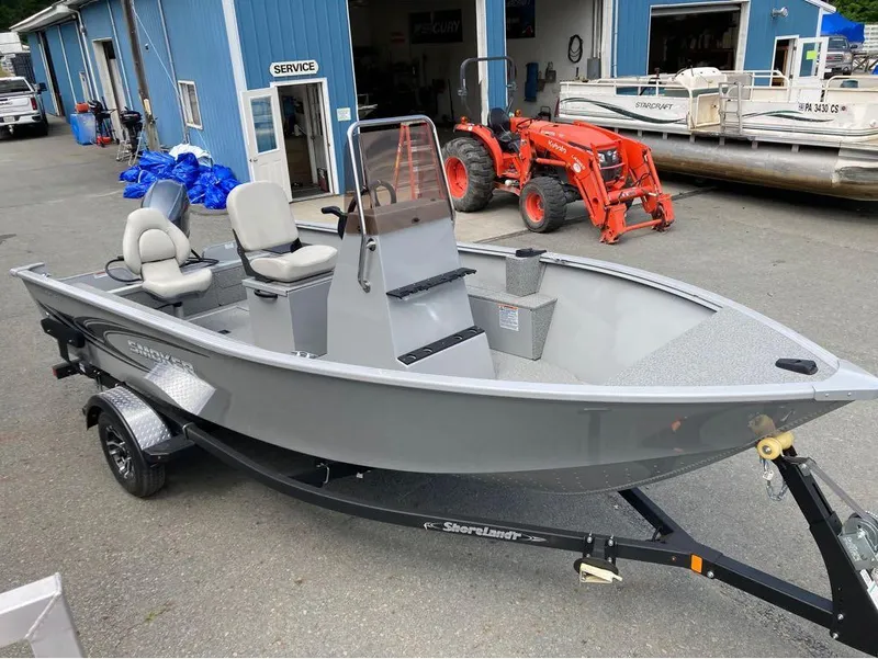 Slide: The Image of 2024 Smoker Craft 160 Freedom CC boat on trailer at a marina. - 4