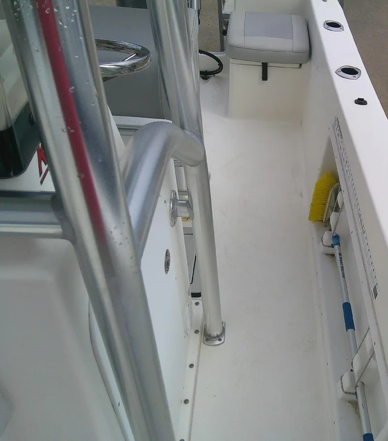 Slide: The Image of KenCraft Challenger 21 boat interior, 2020 model, featuring seating and storage compartments. - 21