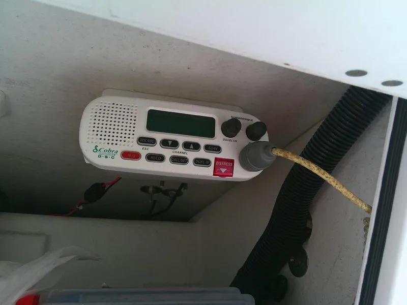 Slide: The Image of VHF radio installed in a 2020 KenCraft Challenger 21 boat. - 23