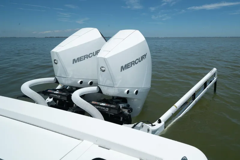Slide: The Image of 2024 Valhalla Boatworks V-28 with twin Mercury outboard engines on the water. - 28