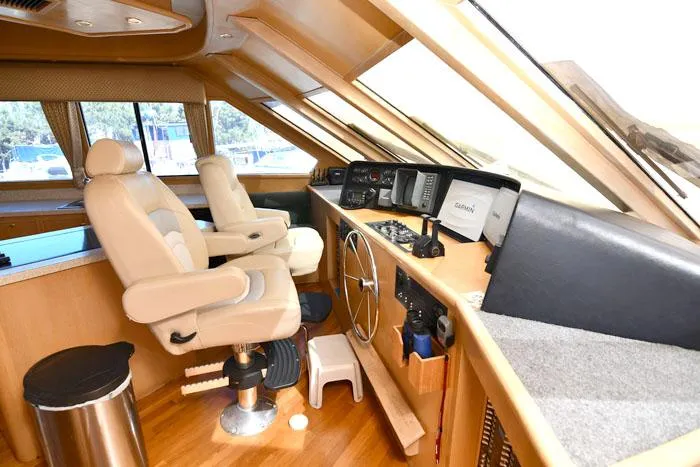 Slide: The Image of Interior of 1997 Forbes Cooper 74 Pilothouse yacht with helm and seating. - 14
