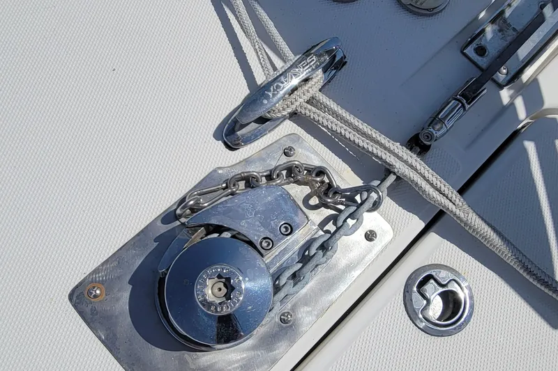 Slide: The Image of Close-up of anchor windlass on 2018 Sea Fox 256 Voyager boat. - 7