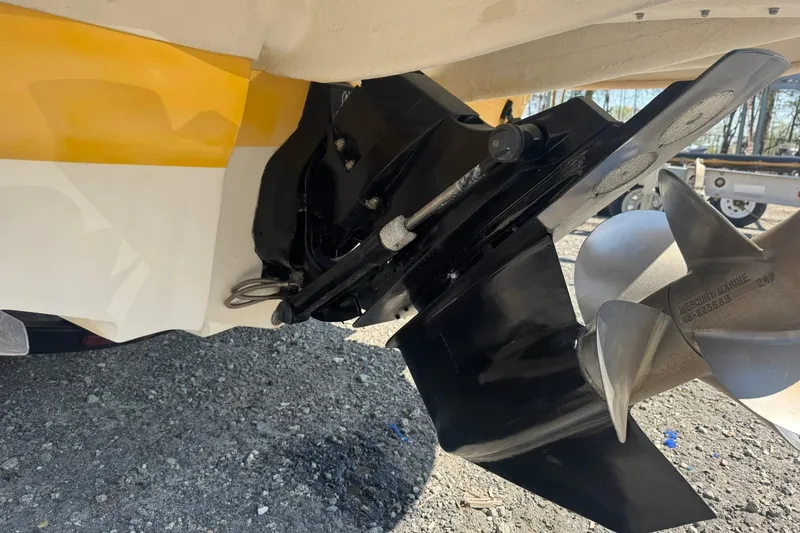 Slide: The Image of Close-up of 2005 Sea Ray 240 Sundeck boat propeller and stern drive. - 26