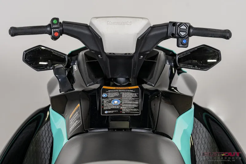 Slide: The Image of 2020 Kawasaki STX 160X jet ski handlebars and dashboard close-up. - 11