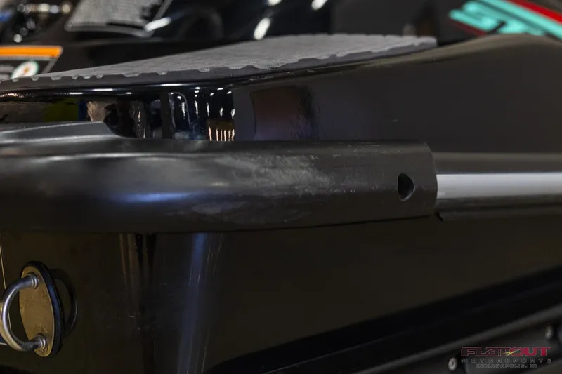 Slide: The Image of Close-up of a 2020 Kawasaki STX 160X jet ski's black body and handle. - 19