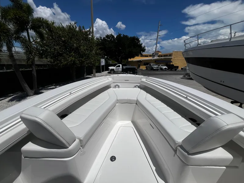 Slide: The Image of 2025 Regulator 23 boat with spacious seating and sleek design. - 21