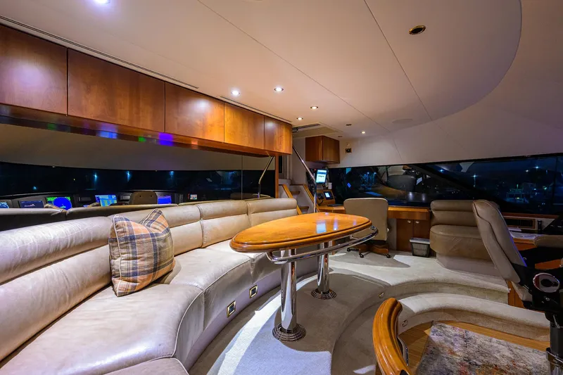 Slide: The Image of Luxurious interior of 2008 Westport 112 yacht with plush seating and elegant wood finishes. - 50
