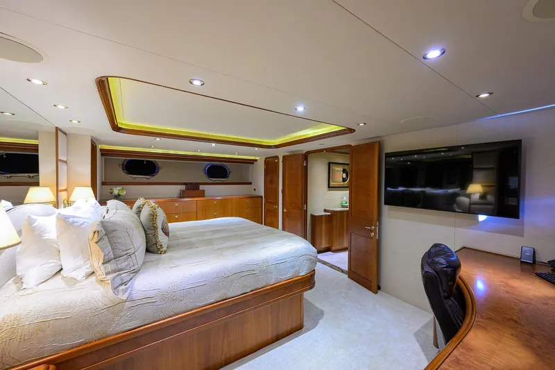 Slide: The Image of Luxurious bedroom interior of 2008 Westport 112 yacht with modern amenities. - 55