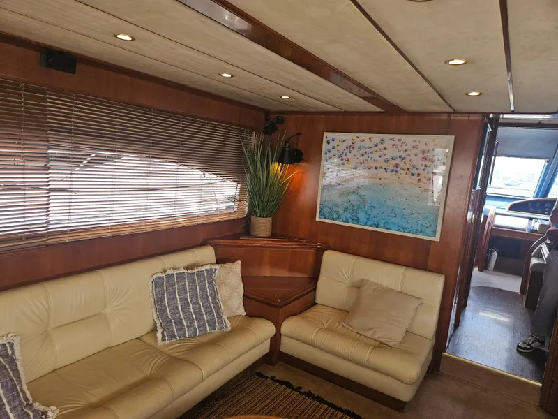 Slide: The Image of Luxurious 1998 Astondoa 72 GLX yacht interior with beige seating and elegant decor. - 19