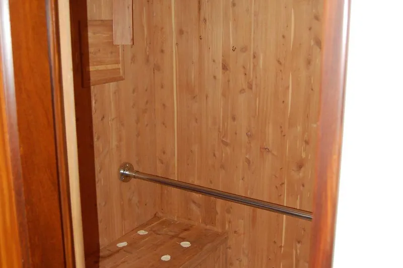 Slide: The Image of Wood-paneled sauna in 1990 Hatteras 78 Aft Cockpit Motoryacht. - 40