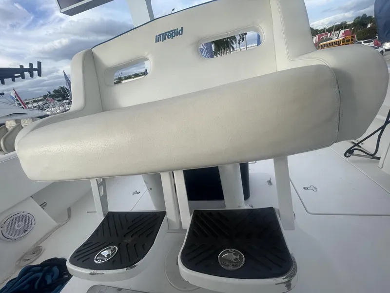 Slide: The Image of 2011 Intrepid 400 Cuddy boat seating and footrests. - 42
