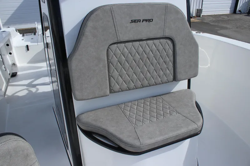 Slide: The Image of 2025 Sea Pro 242 Deep-V boat seat with diamond-stitched upholstery. - 24