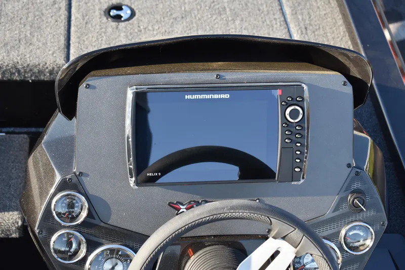 Slide: The Image of 2023 Vexus AVX1980C boat dashboard with Humminbird Helix 9 fishfinder. - 7