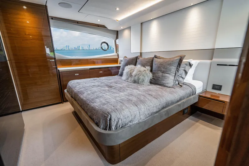 Slide: The Image of Luxurious bedroom interior of 2018 Princess F62 yacht with modern decor and large bed. - 10