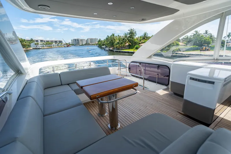Slide: The Image of Luxurious deck of 2018 Princess F62 yacht with waterfront view. - 20