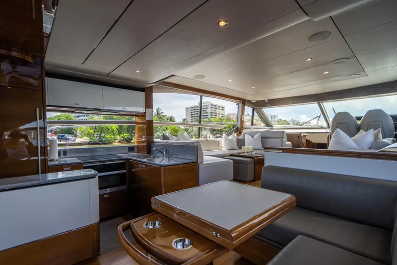 Slide: The Image of Luxurious interior of 2018 Princess F62 yacht with modern furnishings and large windows. - 22