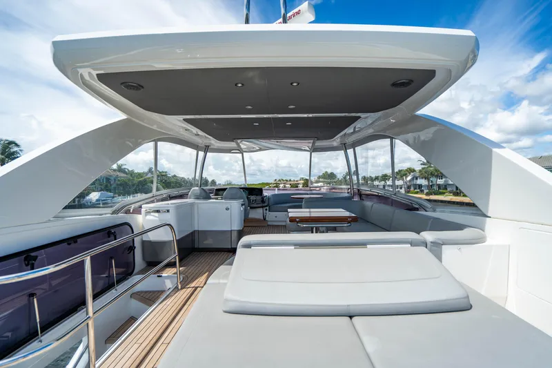Slide: The Image of Luxurious 2018 Princess F62 yacht interior with spacious seating and modern design. - 7