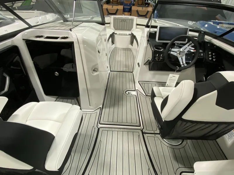 Slide: The Image of 2024 Yamaha Boats 252S interior with sleek design and modern dashboard. - 3