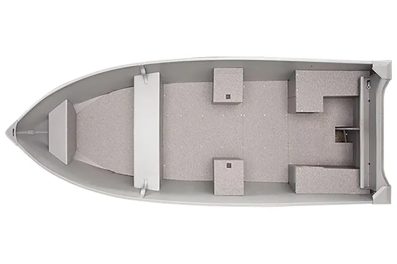 Slide: The Image of 2024 Alumacraft V-16 Tiller boat interior, top view, spacious layout. - 18