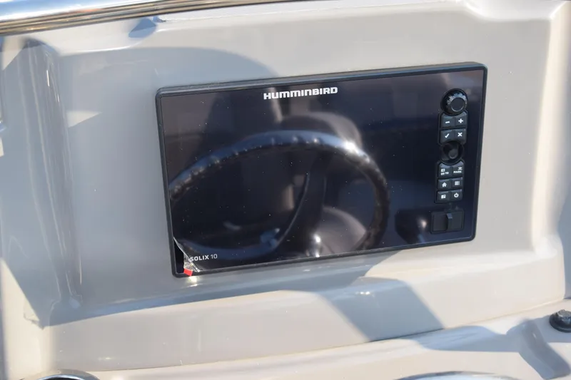 Slide: The Image of Humminbird Helix 10 fishfinder on 2025 Angler Qwest 8524 ALL SPORT boat dashboard. - 18