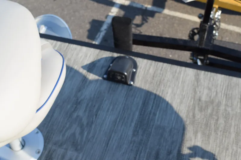 Slide: The Image of 2025 Angler Qwest 8524 ALL SPORT boat deck with seat and equipment. - 26