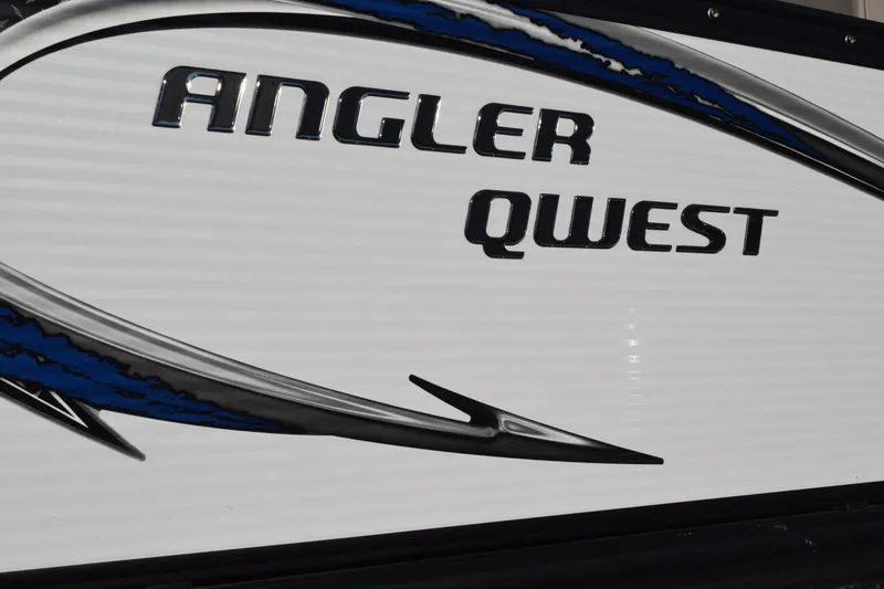 Slide: The Image of Angler Qwest 8524 ALL SPORT 2025 boat logo with sleek design elements. - 6