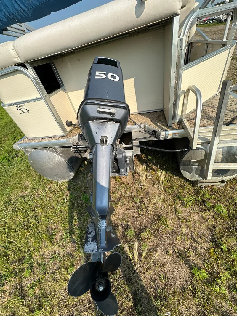 Slide: The Image of 2008 Misty Harbor 2085GM Grand Mistique pontoon boat with 50 HP outboard motor. - 12