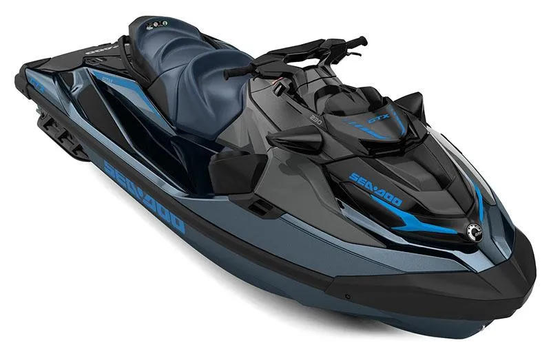 Slide: The Image of 2024 Sea-Doo GTX 230 iBR iDF with sound system, sleek design in blue and black. - 5