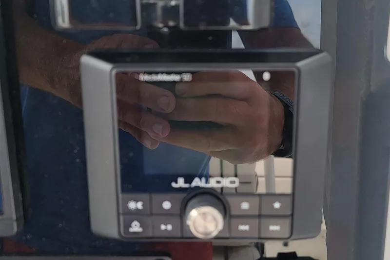 Slide: The Image of Close-up of JL Audio system on 2020 Sea Hunt Gamefish 27 Forward Seating boat. - 21