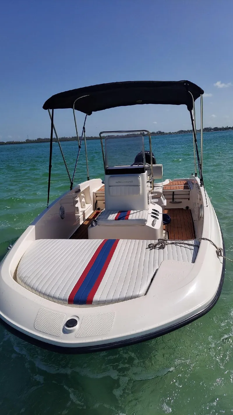 Slide: The Image of 2017 Bayliner Element F18 boat on clear blue water. - 3