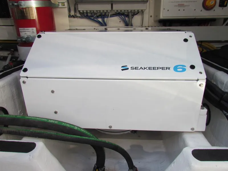 Slide: The Image of Seakeeper 6 stabilizer in 2025 Sabre 43 Salon Express yacht engine room. - 49