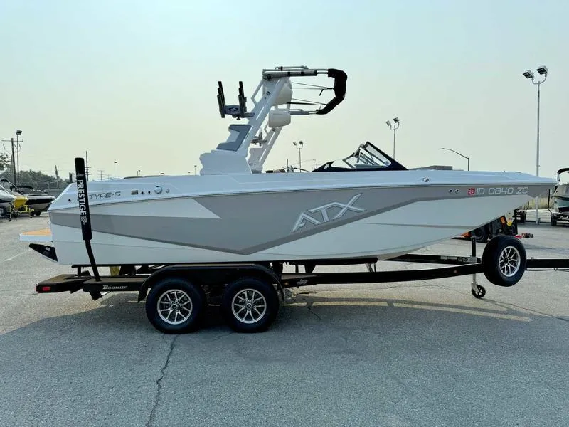 Slide: The Image of 2023 ATX Surf Boats 20 Type-S on trailer in parking lot. - 5