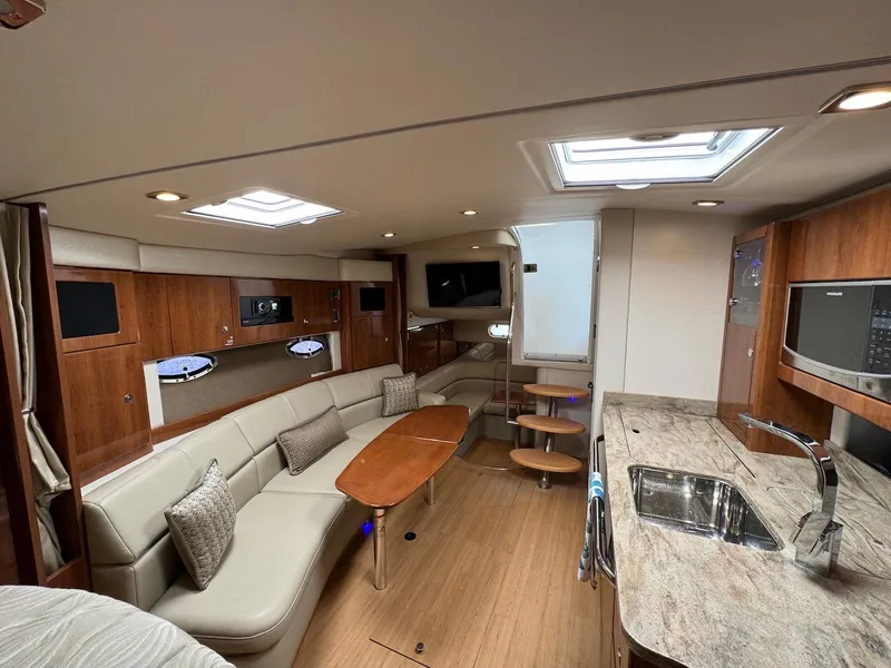 Slide: The Image of Luxurious interior of 2018 Formula 34 PC yacht with modern amenities and elegant design. - 13