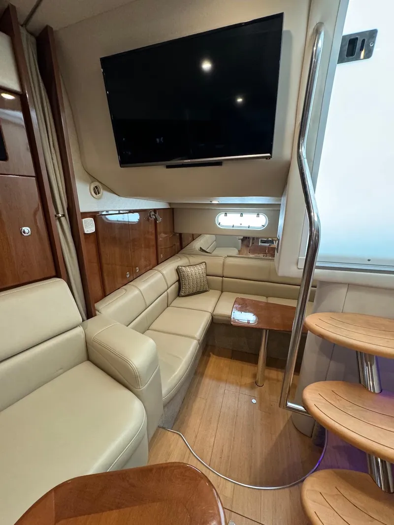 Slide: The Image of Interior of 2018 Formula 34 PC yacht with leather seating and mounted TV. - 28