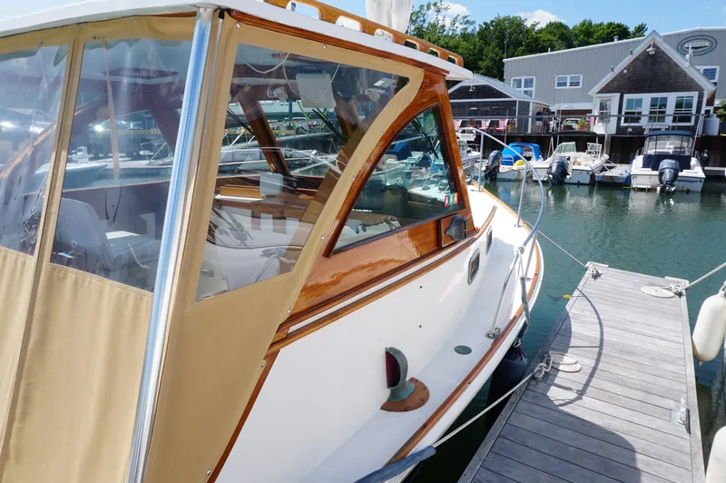 Slide: The Image of 2000 Webbers Cove 26 Pemaquid Beach boat docked at marina, sunny day. - 7