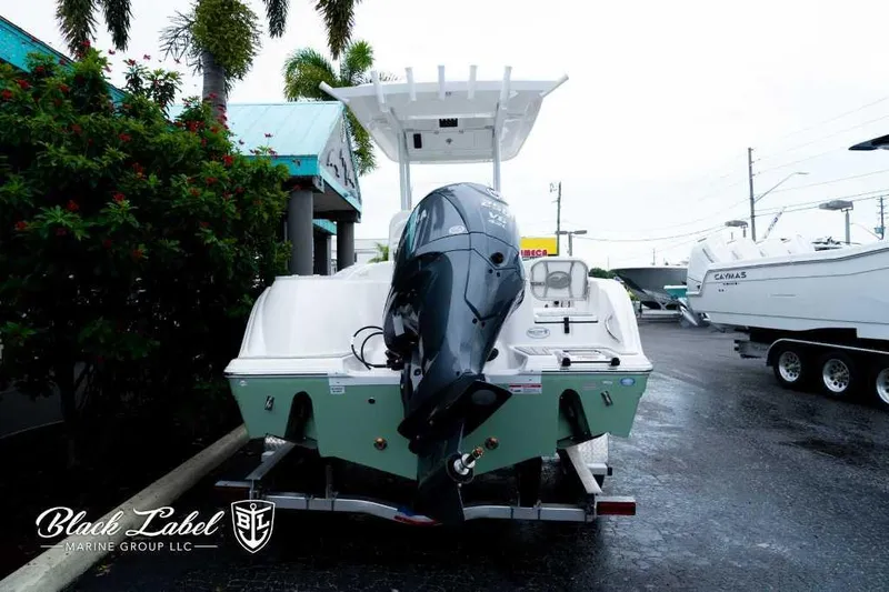 Slide: The Image of 2025 Sea Fox 228 Commander Center Console boat displayed at Black Label Marine Group. - 4