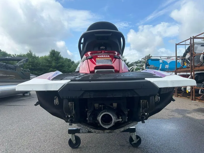 Slide: The Image of 2019 Yamaha WaveRunner FX SVHO jet ski, rear view, parked outdoors. - 4