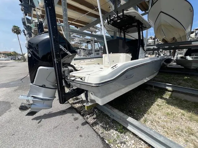 Slide: The Image of 2023 Boston Whaler 250 Dauntless boat on trailer, outdoor storage. - 4