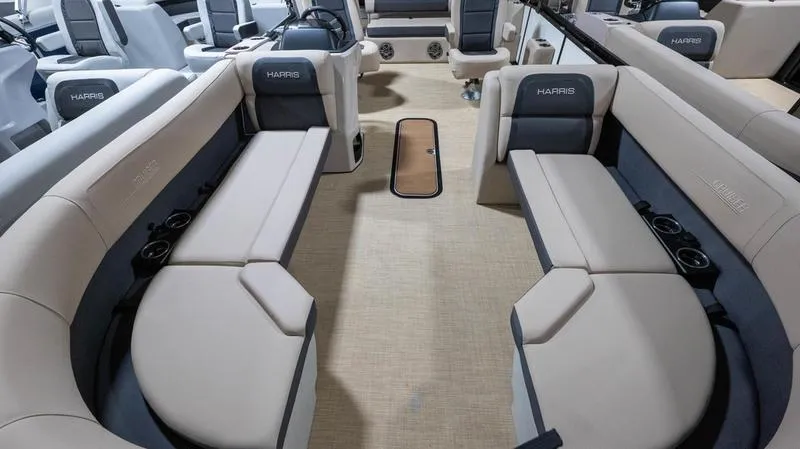 The Image of Interior of 2025 Harris Cruiser 230 SLDH with beige seating. - 1