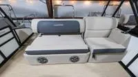 Slide: The Image of Interior of 2025 Harris Cruiser 230 SLDH with beige seating. - 44